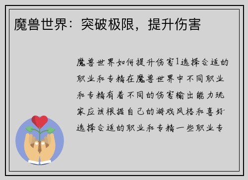 魔兽世界：突破极限，提升伤害